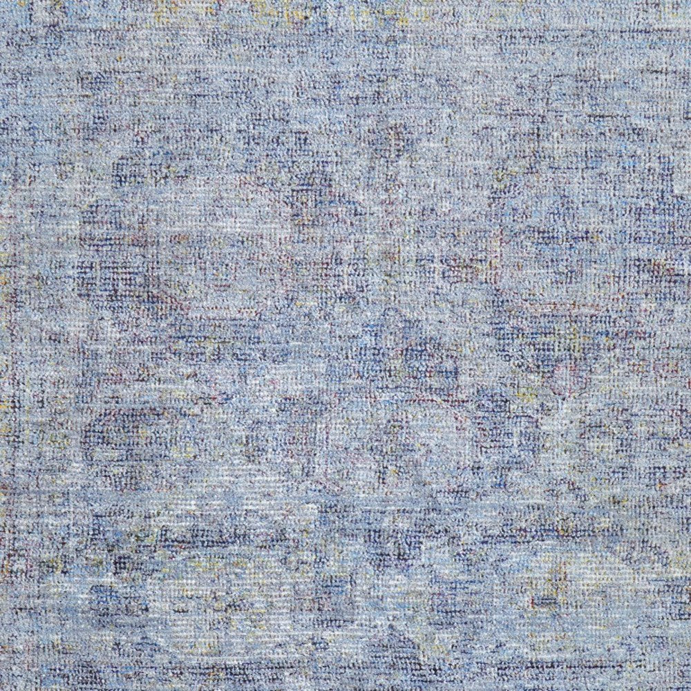 4' X 6' Blue and Ivory Abstract Hand Woven Distressed Area Rug With Fringe