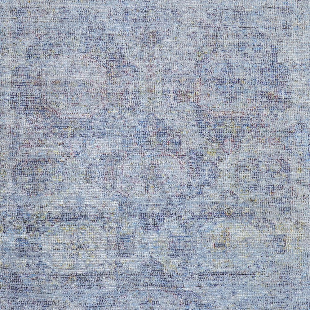 4' X 6' Blue and Ivory Abstract Hand Woven Distressed Area Rug With Fringe