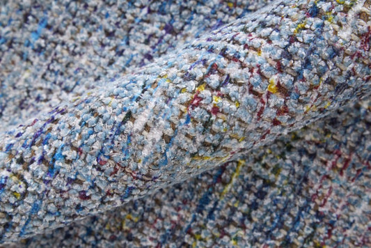 4' X 6' Blue and Ivory Abstract Hand Woven Distressed Area Rug With Fringe