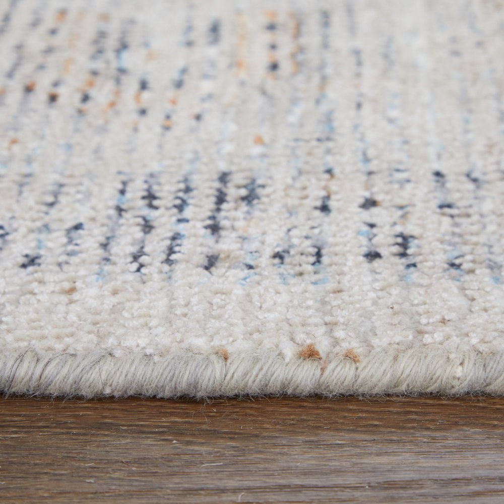 4' X 6' Ivory Blue and Orange Oriental Hand Woven Distressed Area Rug With Fringe