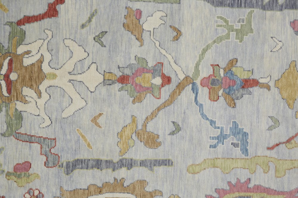 6' X 9' Gray Blue and Gold Wool Oriental Hand Knotted Area Rug With Fringe