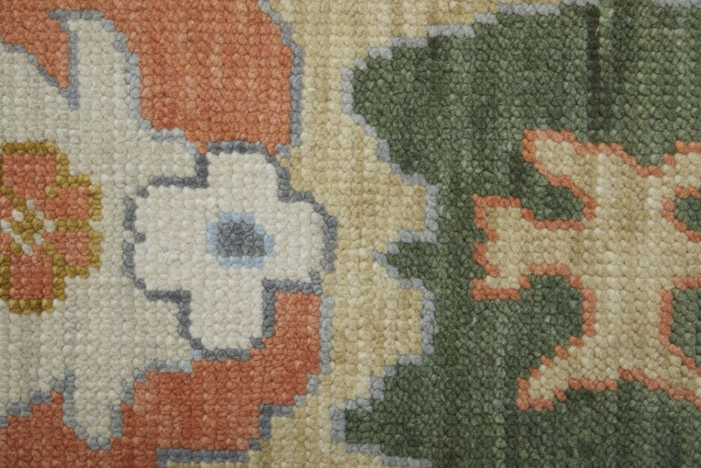 8' X 10' Gray Ivory and Gold Wool Floral Hand Knotted Area Rug With Fringe