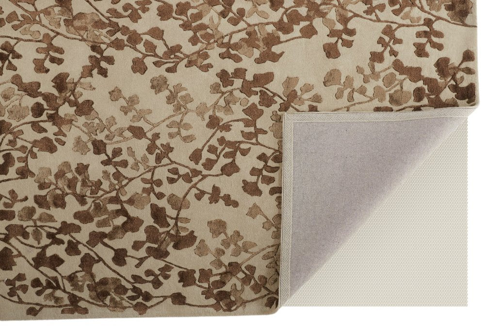 5' X 8' Taupe and Brown Floral Hand Tufted Area Rug