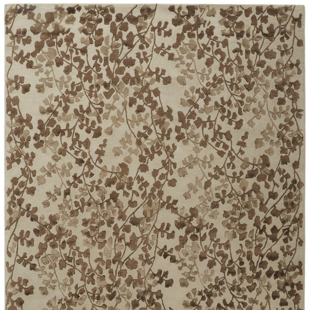 5' X 8' Taupe and Brown Floral Hand Tufted Area Rug