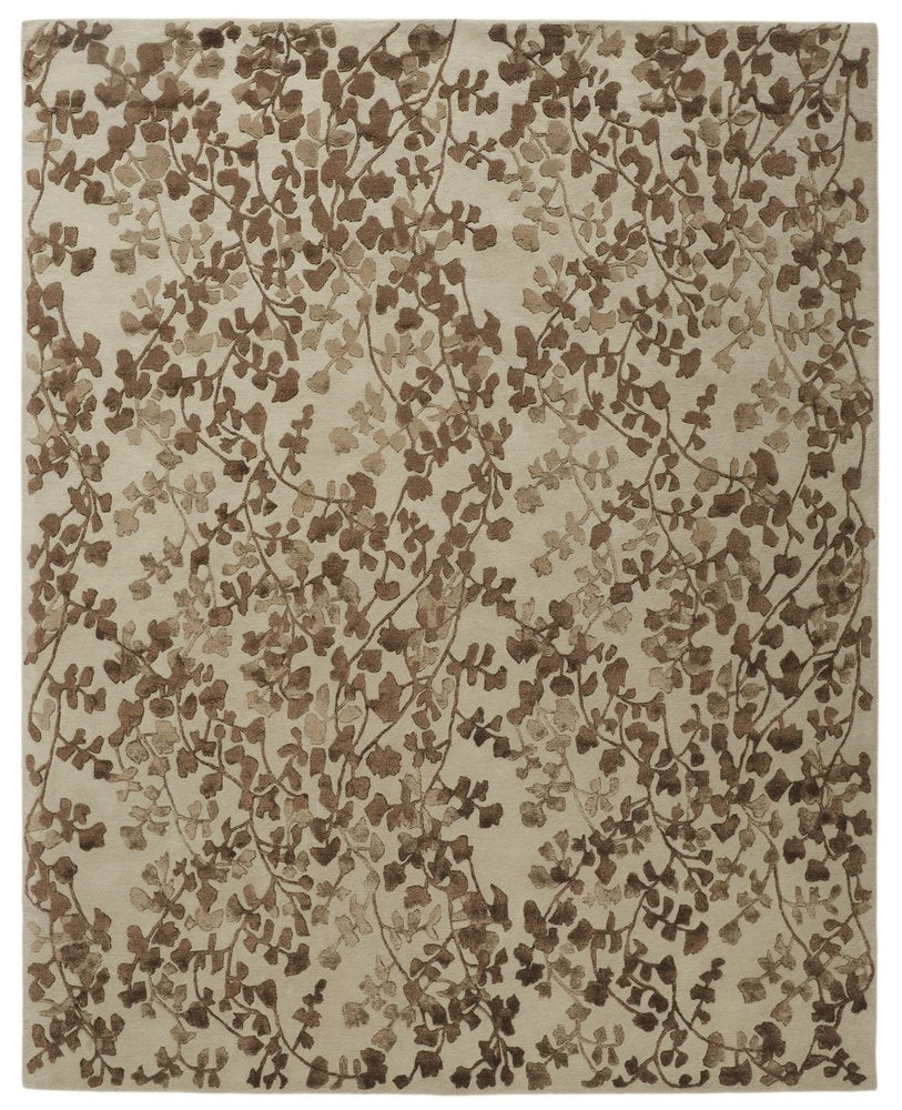 5' X 8' Taupe and Brown Floral Hand Tufted Area Rug