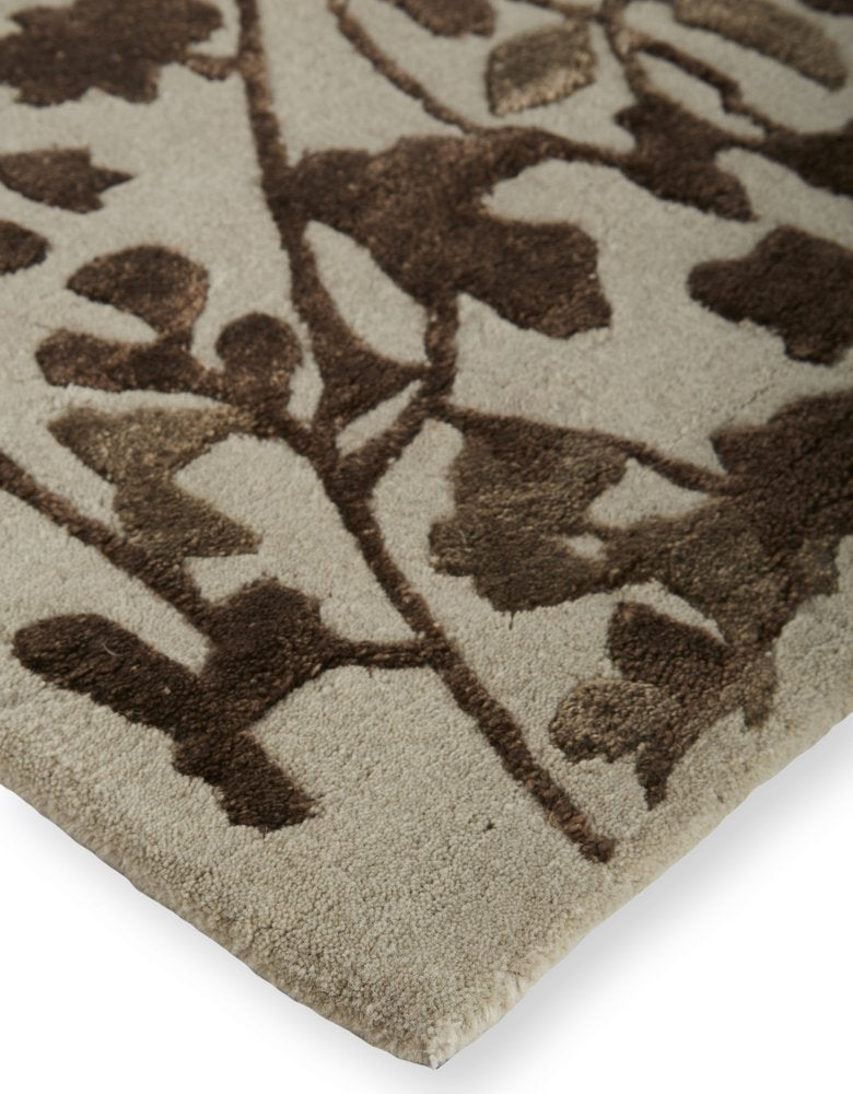 5' X 8' Taupe and Brown Floral Hand Tufted Area Rug