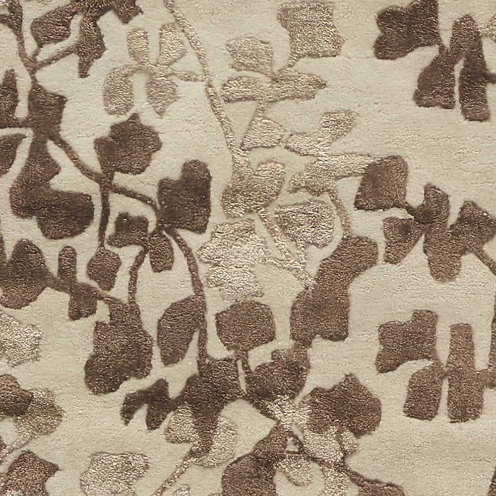 5' X 8' Taupe and Brown Floral Hand Tufted Area Rug