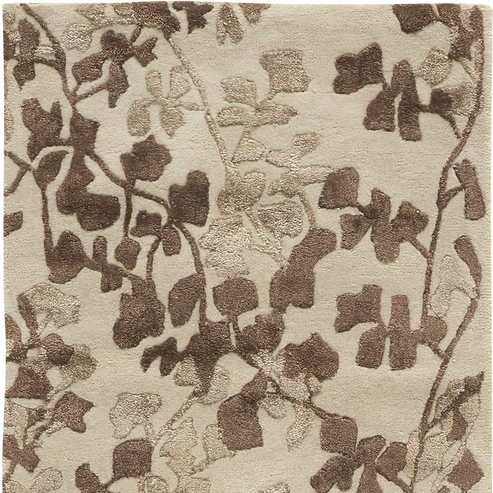 5' X 8' Taupe and Brown Floral Hand Tufted Area Rug