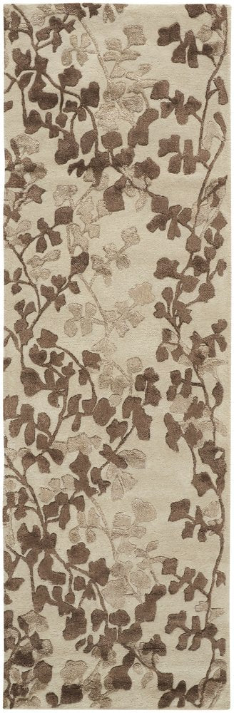 5' X 8' Taupe and Brown Floral Hand Tufted Area Rug