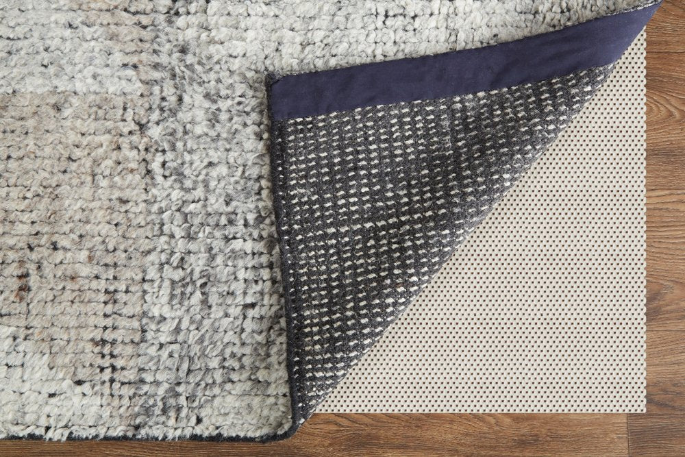 4' X 6' Gray and Ivory Wool Geometric Hand Knotted Area Rug