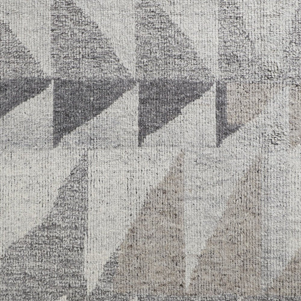 4' X 6' Gray and Ivory Wool Geometric Hand Knotted Area Rug
