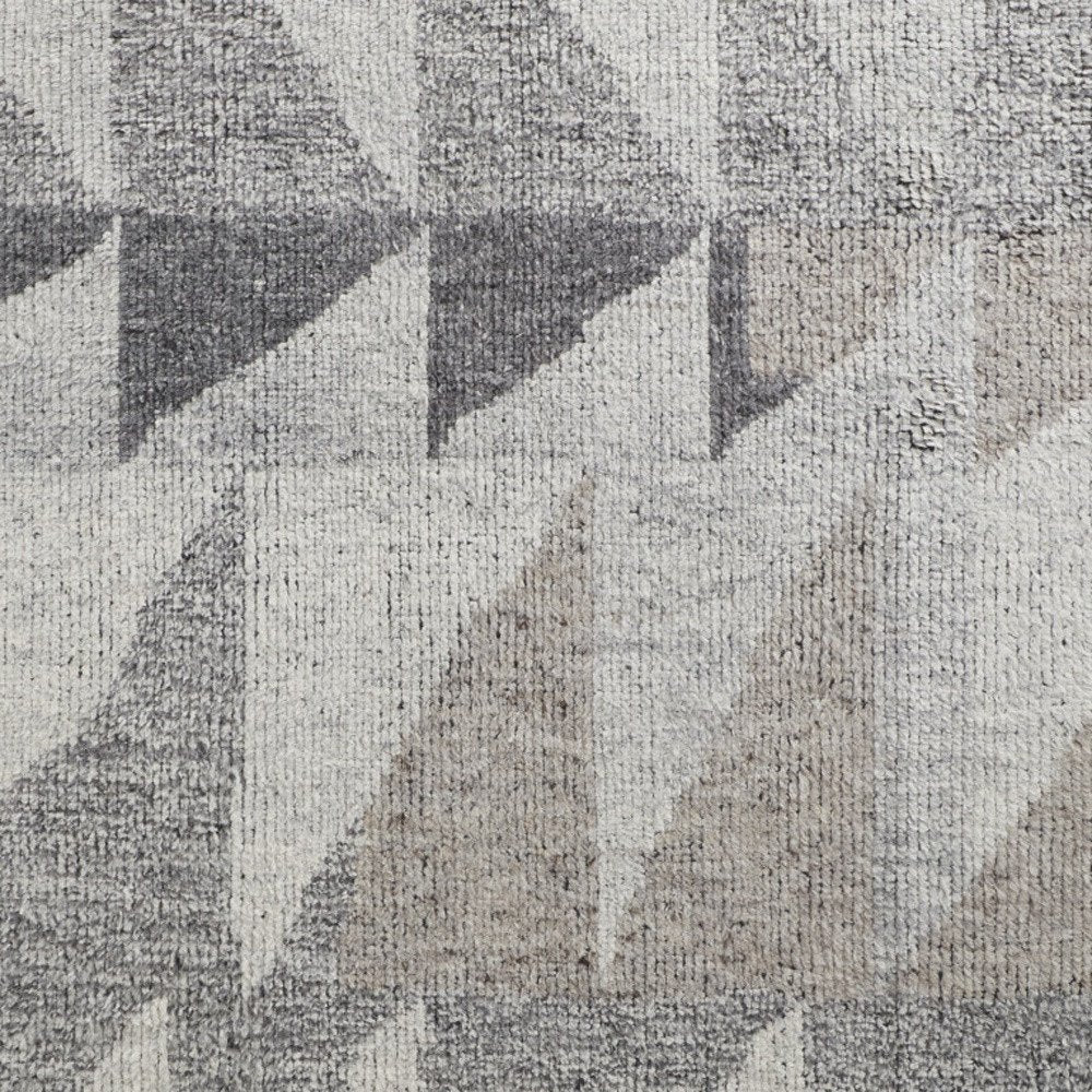 4' X 6' Gray and Ivory Wool Geometric Hand Knotted Area Rug