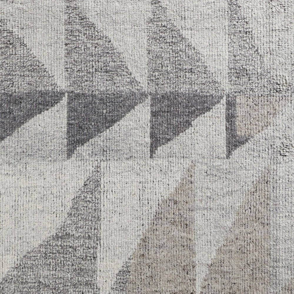 4' X 6' Gray and Ivory Wool Geometric Hand Knotted Area Rug