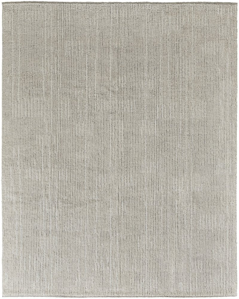 6' X 9' Tan and Ivory Wool Hand Knotted Area Rug