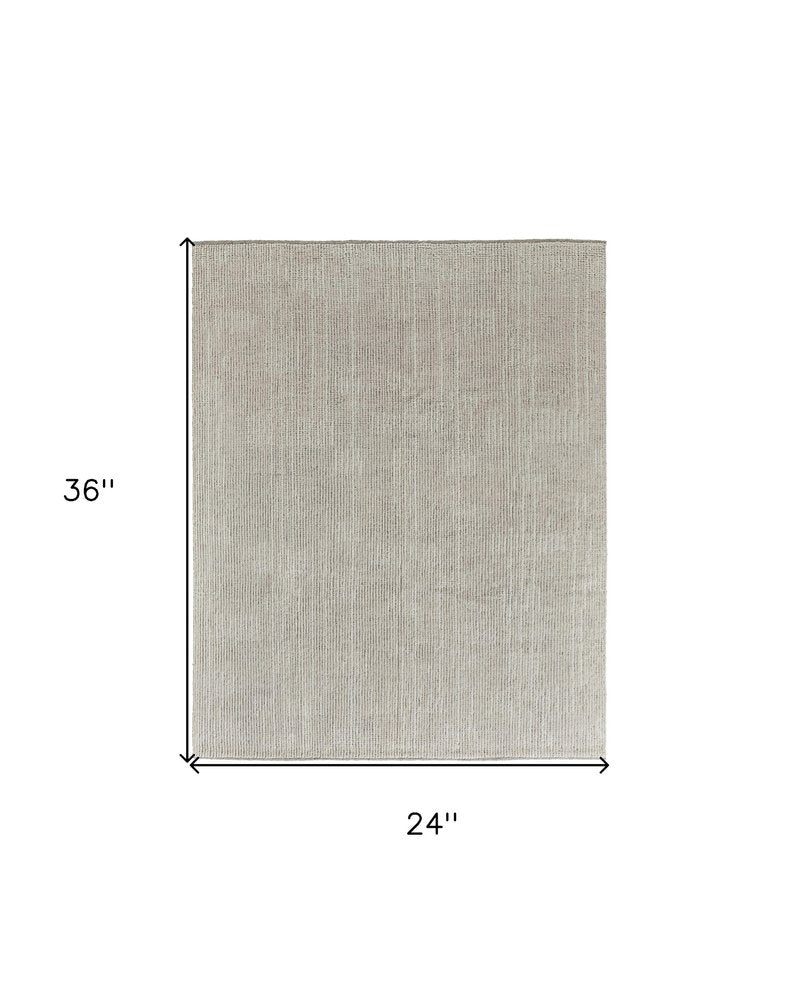 6' X 9' Tan and Ivory Wool Hand Knotted Area Rug