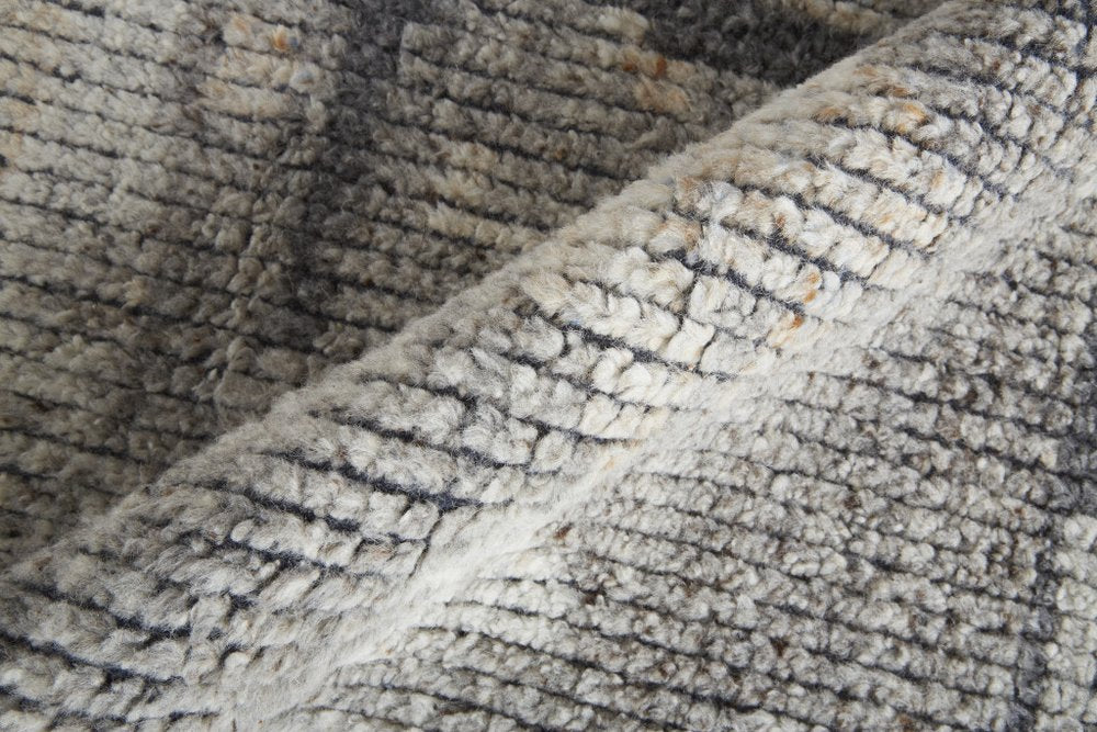 4' X 6' Gray and Silver Wool Abstract Hand Knotted Worn Faded Area Rug