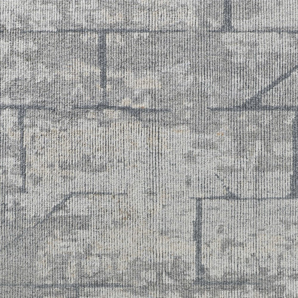 4' X 6' Gray and Silver Wool Abstract Hand Knotted Worn Faded Area Rug