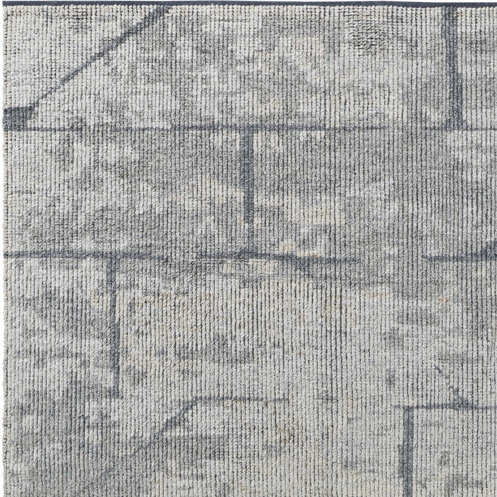 4' X 6' Gray and Silver Wool Abstract Hand Knotted Worn Faded Area Rug