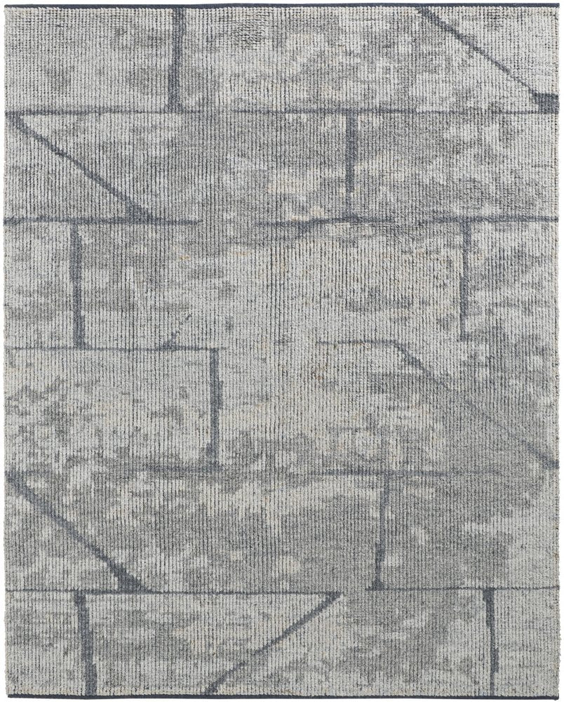 4' X 6' Gray and Silver Wool Abstract Hand Knotted Worn Faded Area Rug