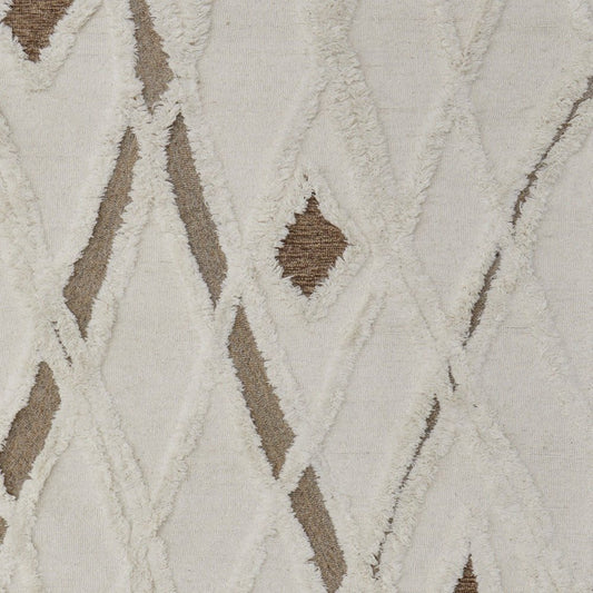 4' X 6' Ivory Taupe and Brown Wool Geometric Hand Tufted Area Rug