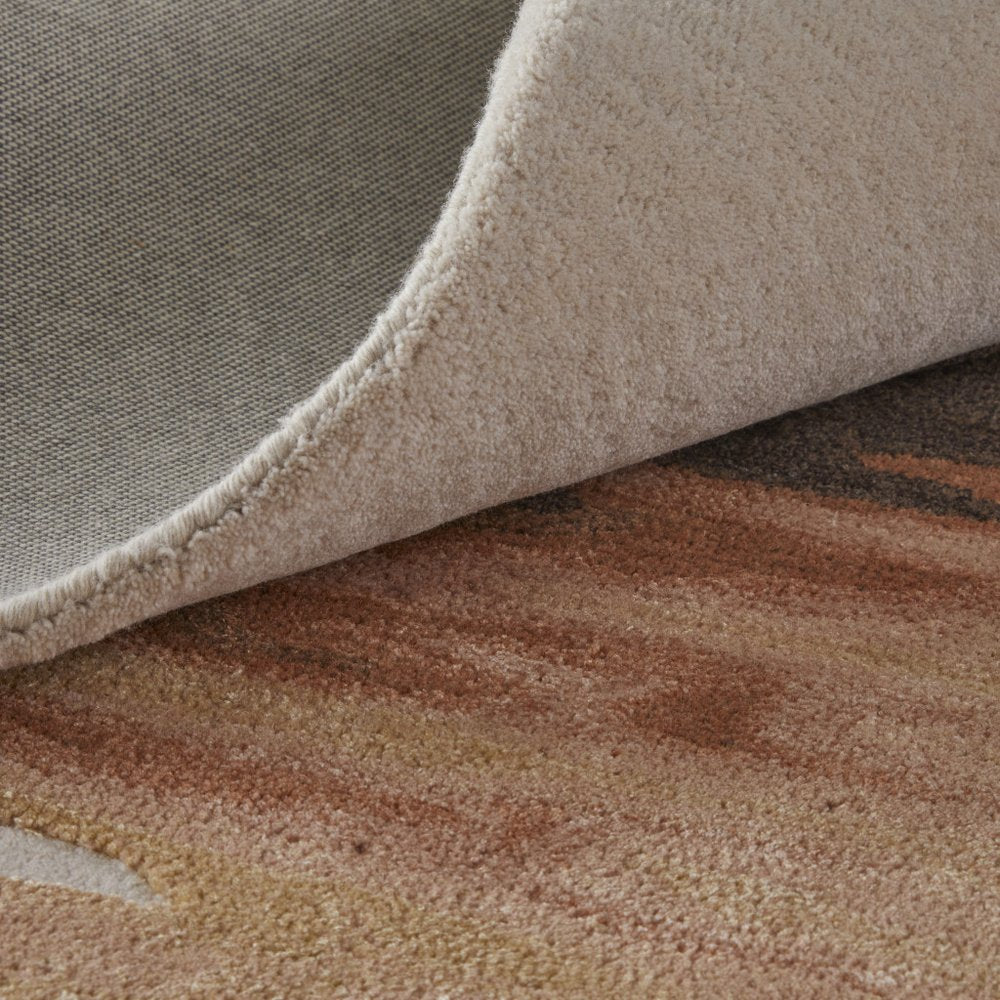 4' X 6' Tan Brown and Orange Abstract Hand Tufted Area Rug