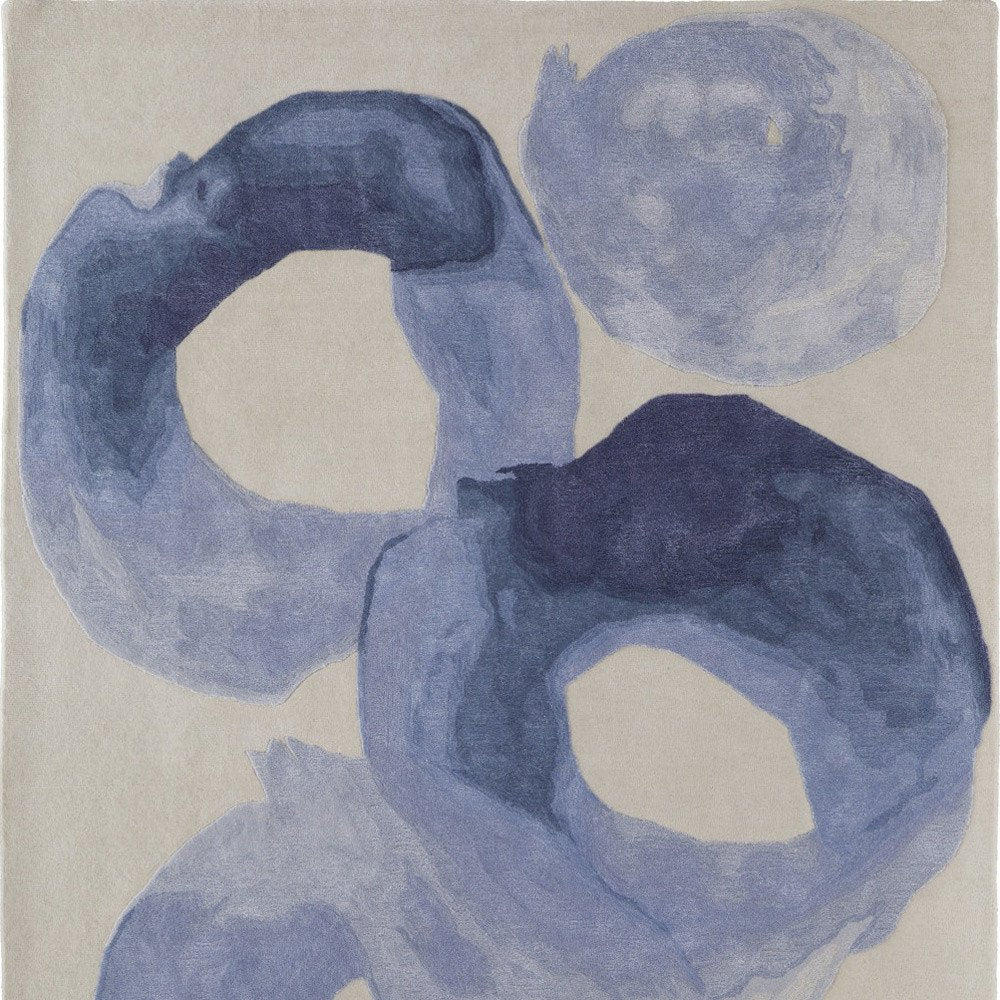 4' X 6' Blue and Ivory Abstract Hand Tufted Area Rug