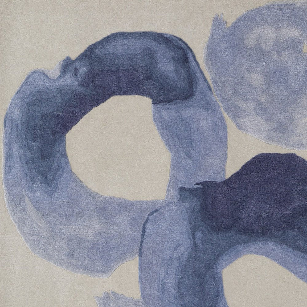 4' X 6' Blue and Ivory Abstract Hand Tufted Area Rug