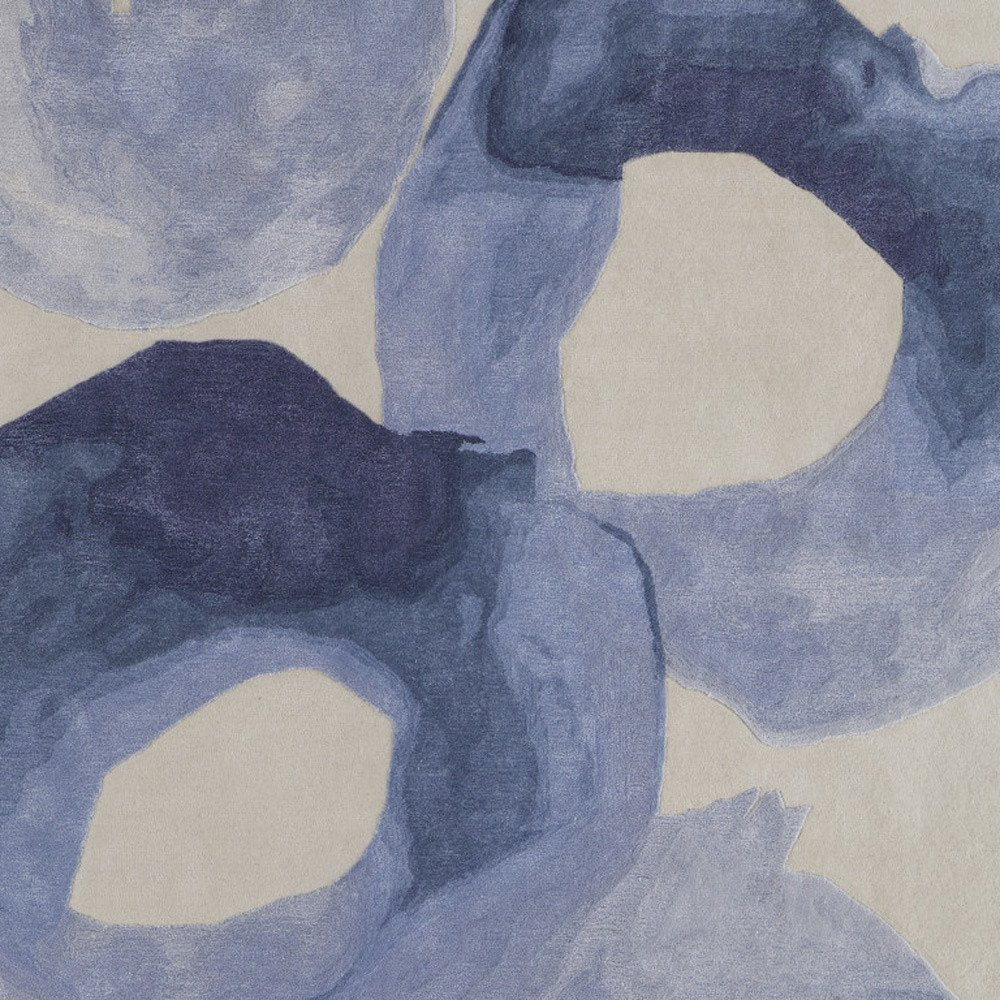 4' X 6' Blue and Ivory Abstract Hand Tufted Area Rug