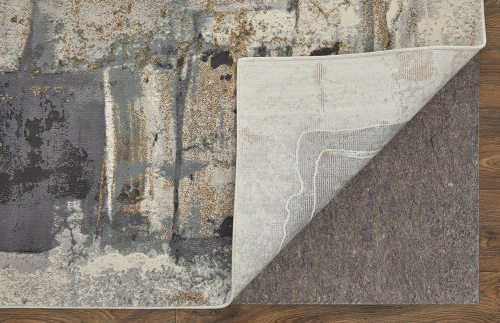 10' X 13' Gray Black and Brown Abstract Power Loom Area Rug