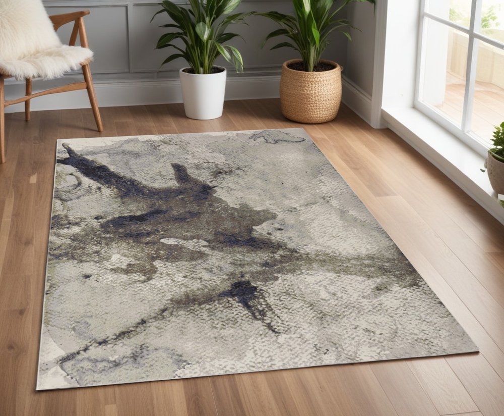 4' X 6' Taupe Brown And Black Abstract Area Rug