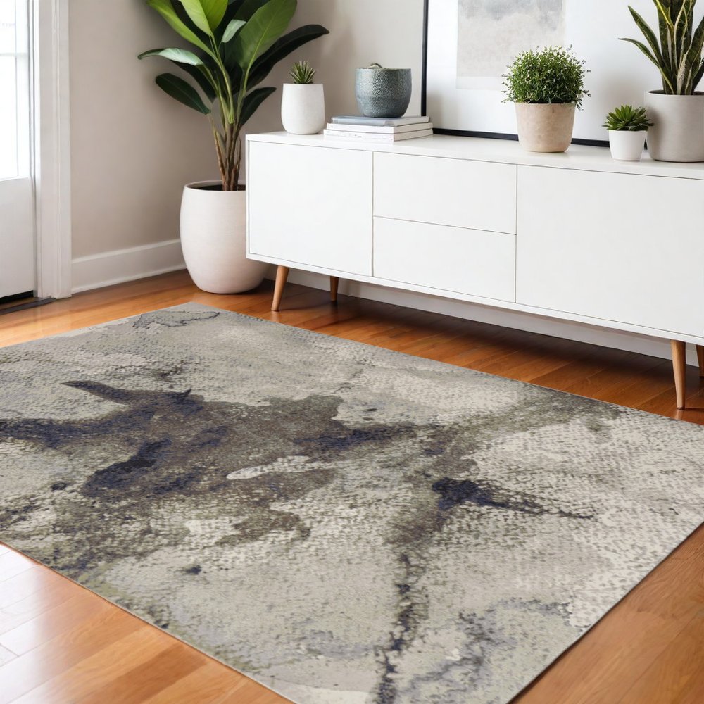 4' X 6' Taupe Brown And Black Abstract Area Rug