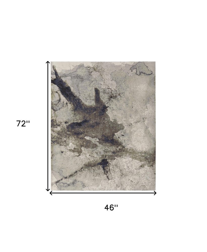 4' X 6' Taupe Brown And Black Abstract Area Rug