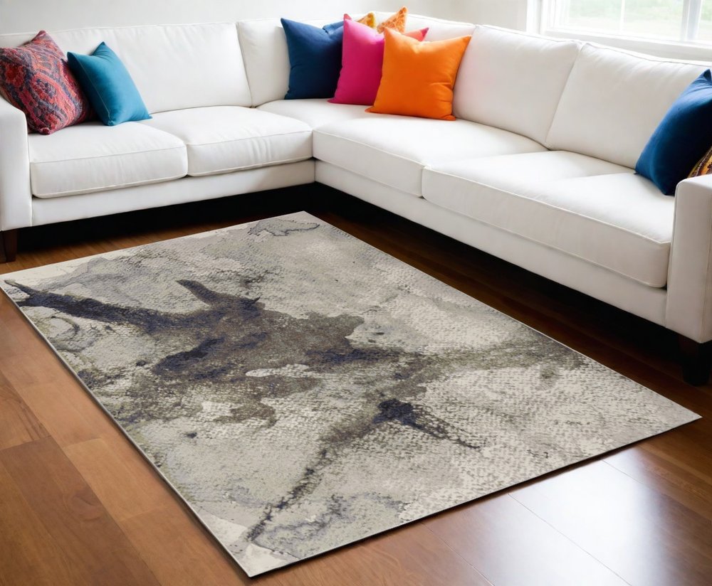4' X 6' Taupe Brown And Black Abstract Area Rug