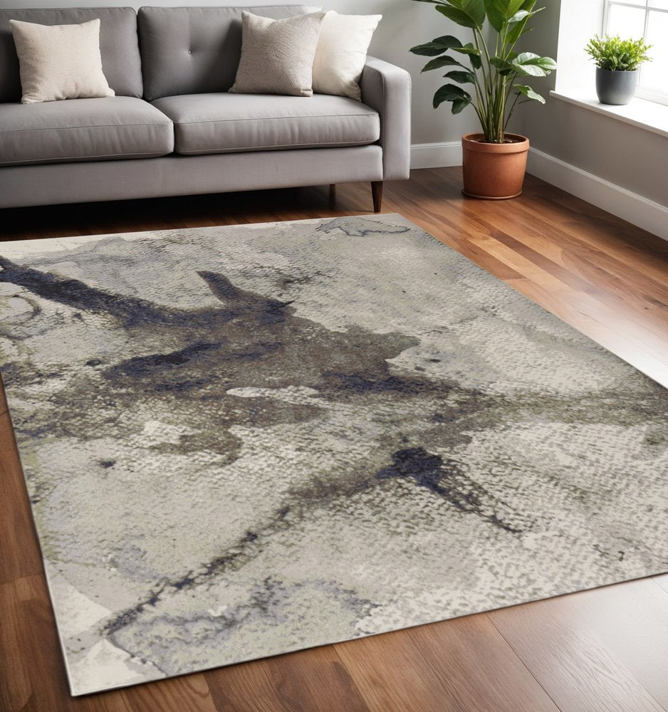 4' X 6' Taupe Brown And Black Abstract Area Rug