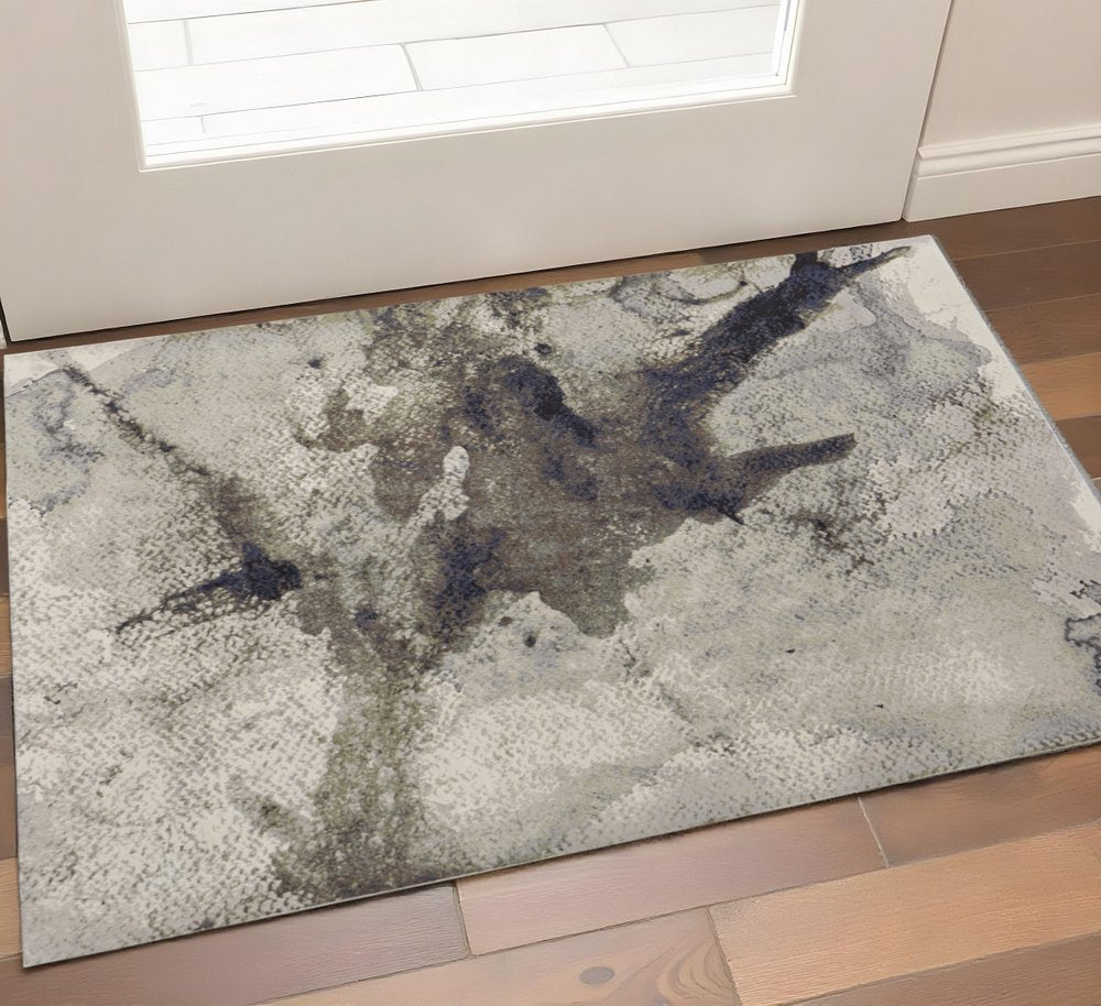 4' X 6' Taupe Brown And Black Abstract Area Rug