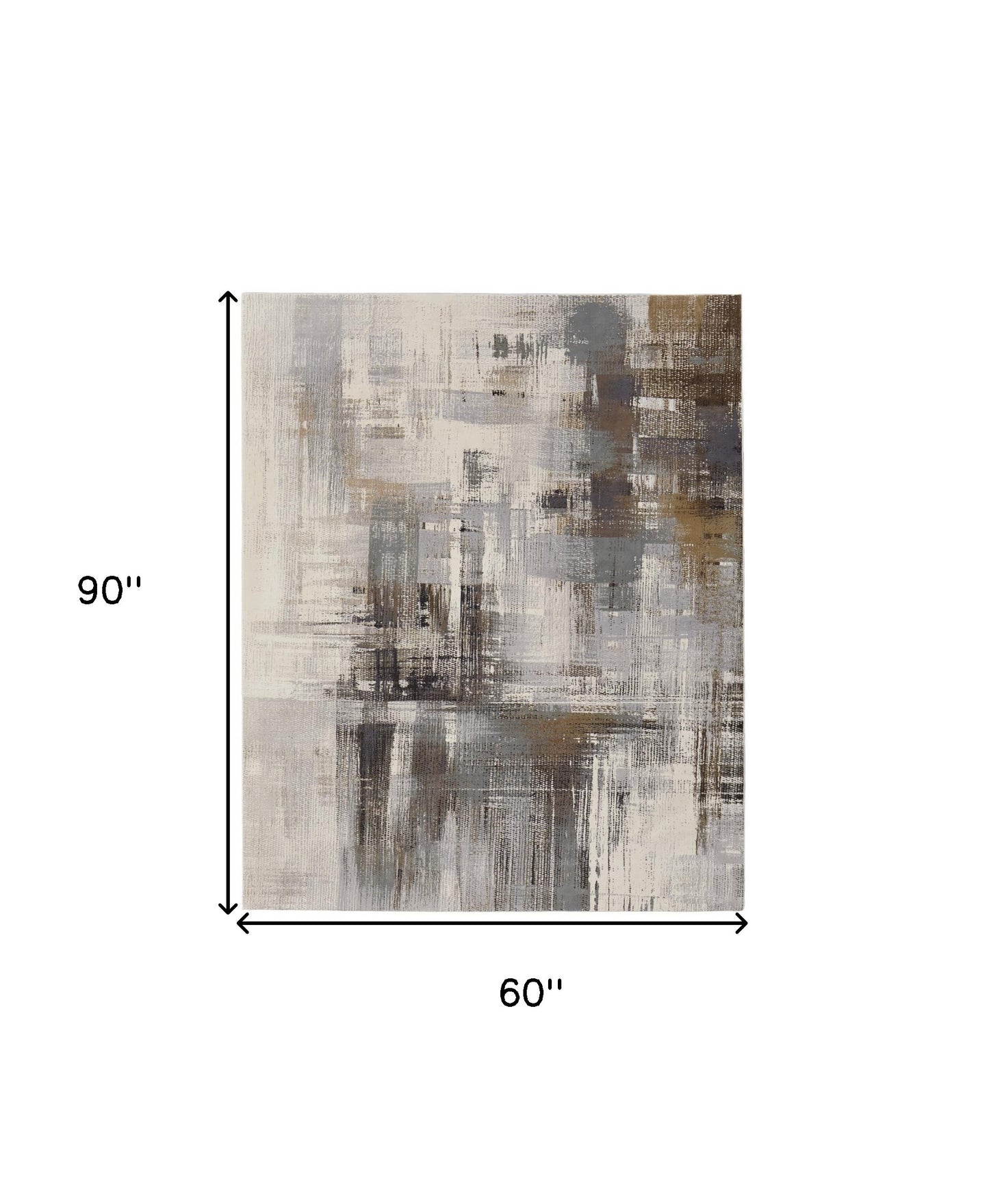 4' X 6' Ivory Gray and Brown Abstract Power Loom Area Rug