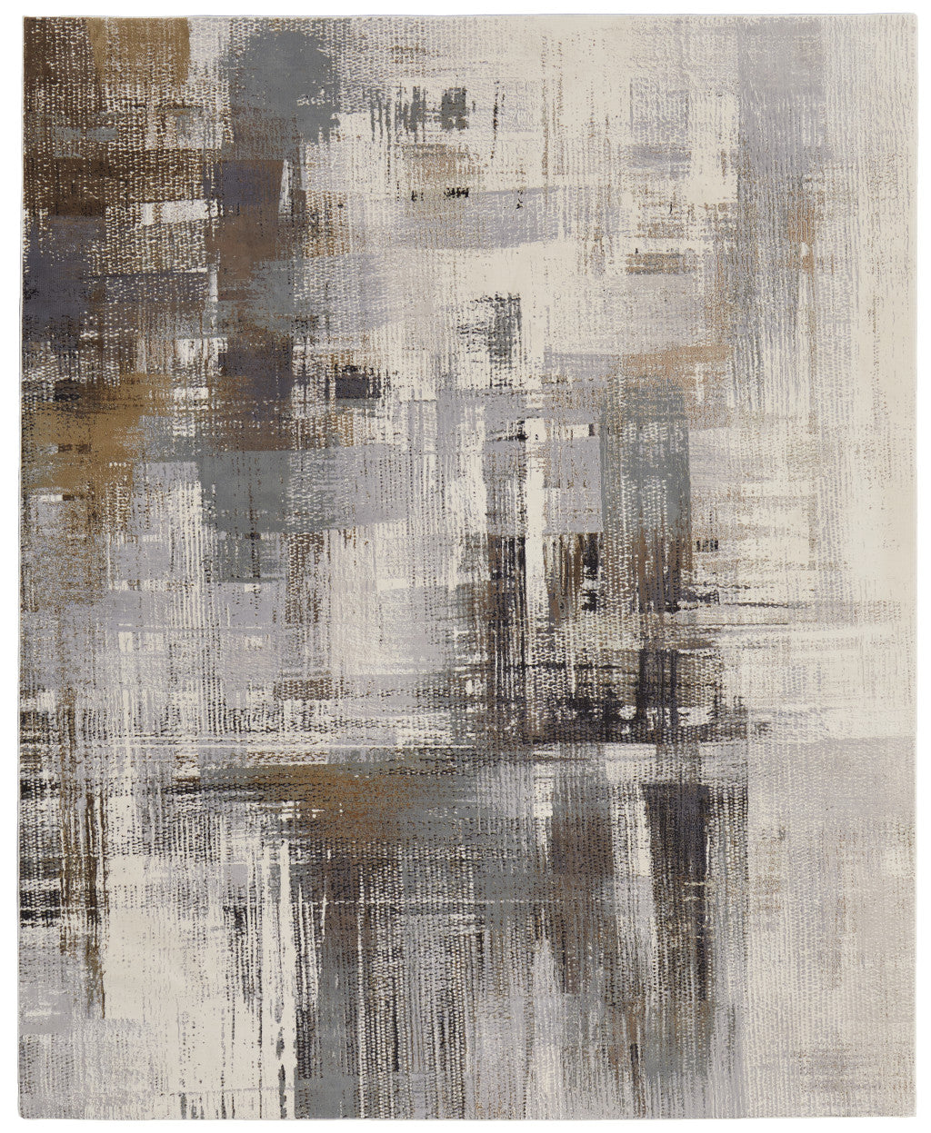 4' X 6' Ivory Gray and Brown Abstract Power Loom Area Rug