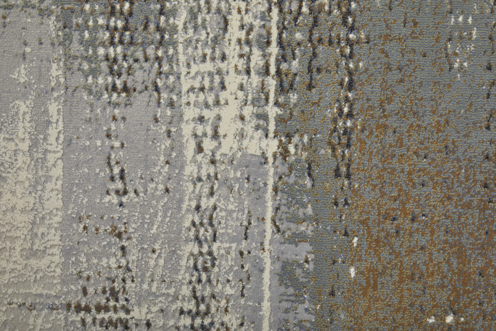 4' X 6' Ivory Gray and Brown Abstract Power Loom Area Rug