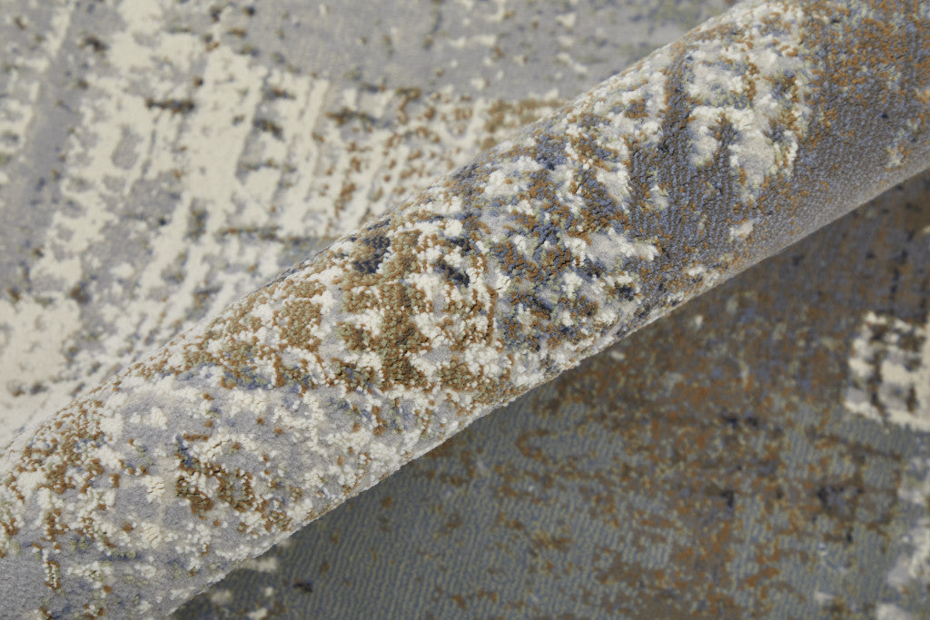 4' X 6' Ivory Gray and Brown Abstract Power Loom Area Rug