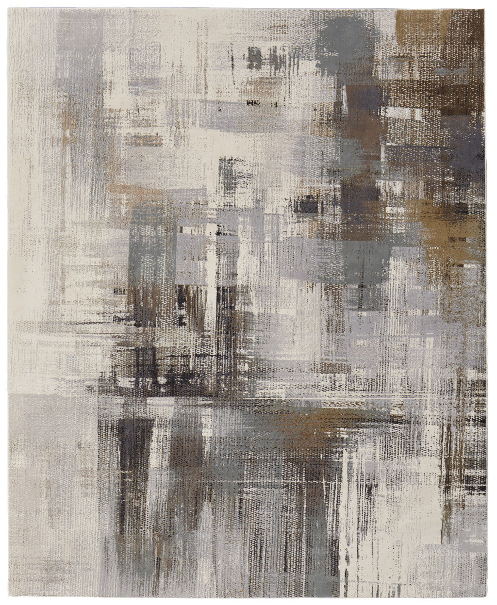 4' X 6' Ivory Gray and Brown Abstract Power Loom Area Rug