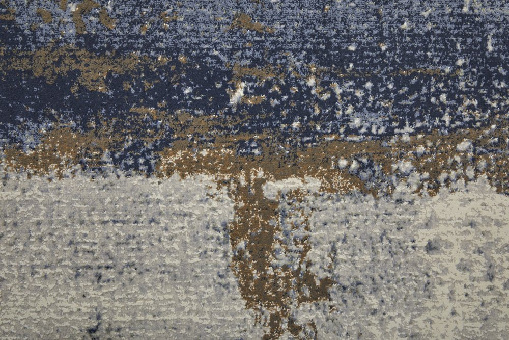 4' X 6' Ivory Blue and Brown Abstract Power Loom Area Rug