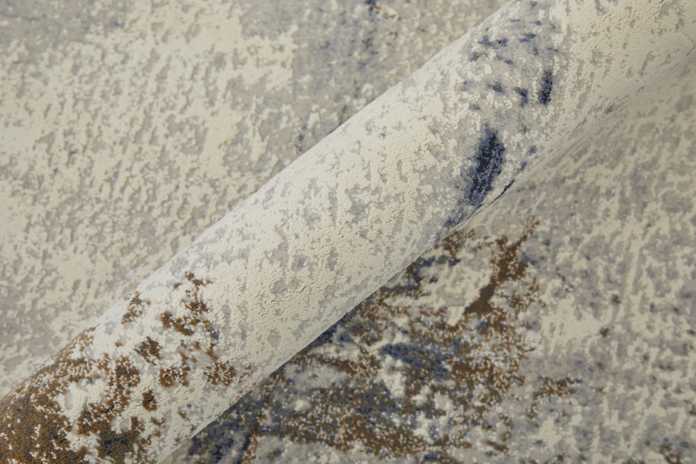 4' X 6' Ivory Blue and Brown Abstract Power Loom Area Rug