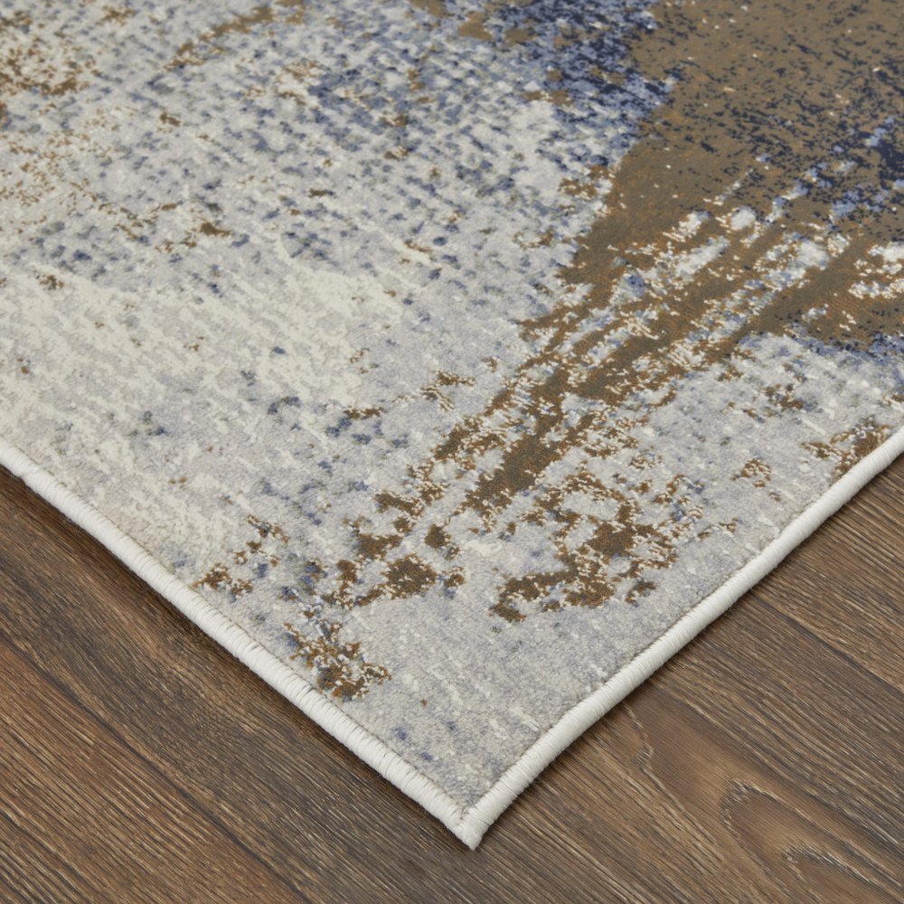 4' X 6' Ivory Blue and Brown Abstract Power Loom Area Rug