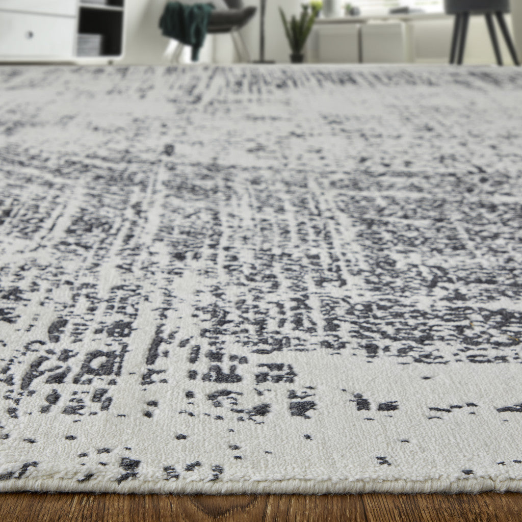 4' X 6' Black and Gray Abstract Hand Woven Area Rug
