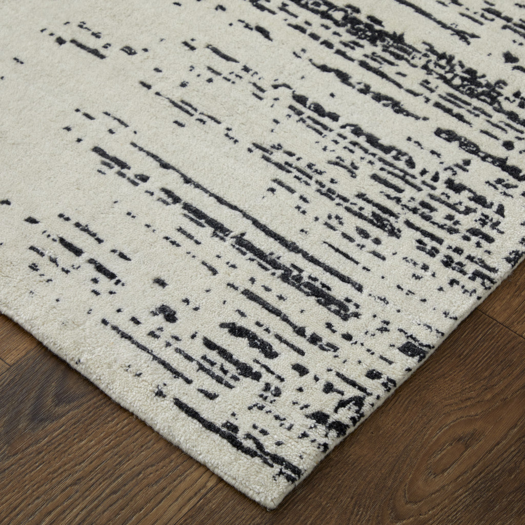 4' X 6' Black and Gray Abstract Hand Woven Area Rug