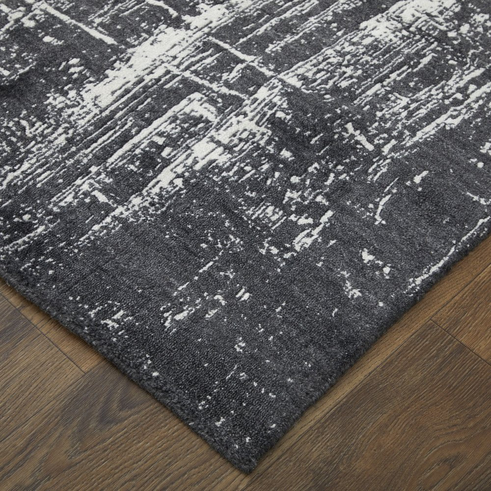 12' X 15' Black and Gray Abstract Hand Woven Area Rug