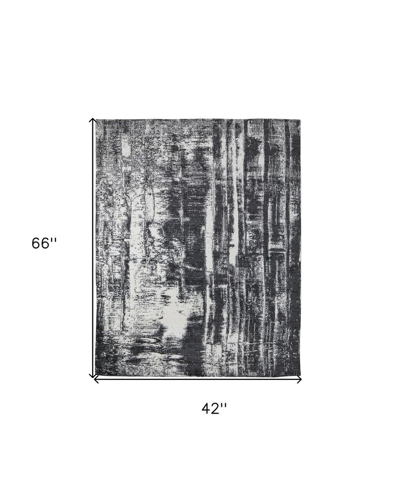 12' X 15' Black and Gray Abstract Hand Woven Area Rug