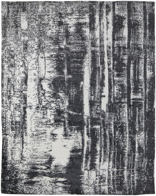 12' X 15' Black and Gray Abstract Hand Woven Area Rug