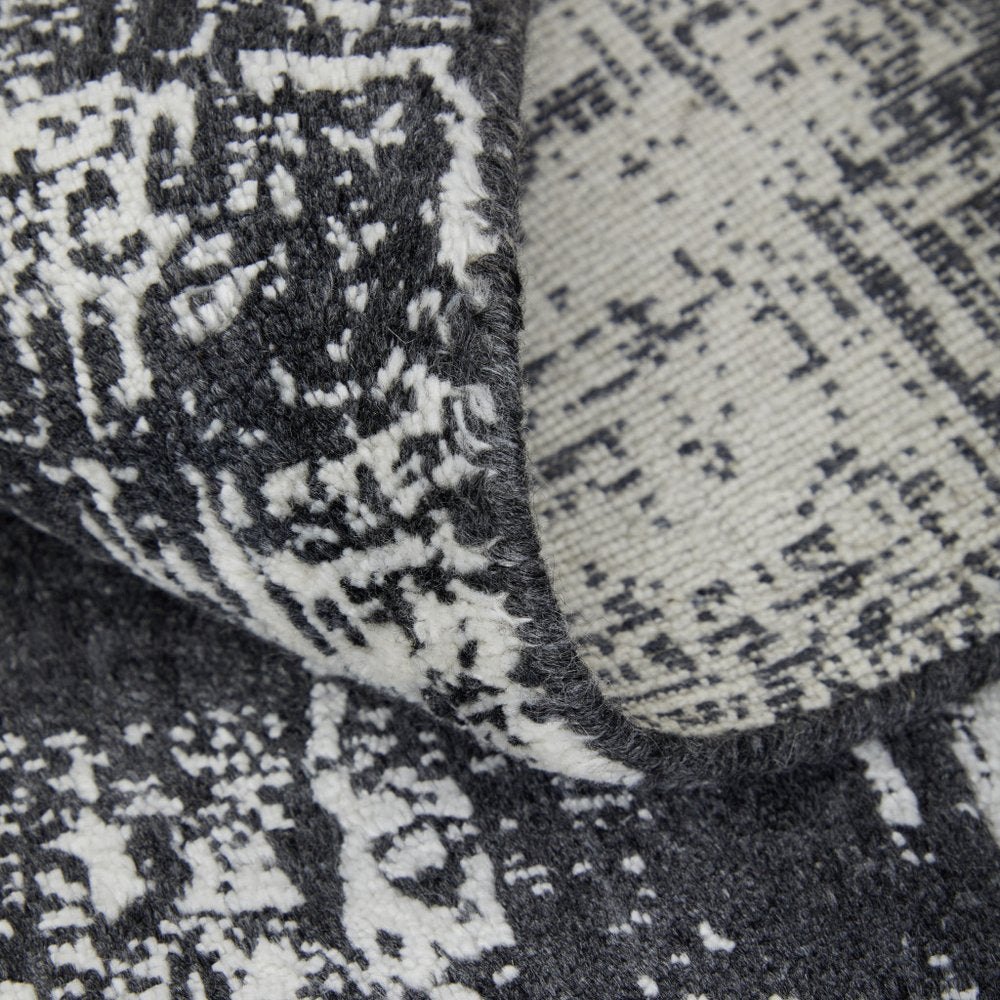 12' X 15' Black and Gray Abstract Hand Woven Area Rug