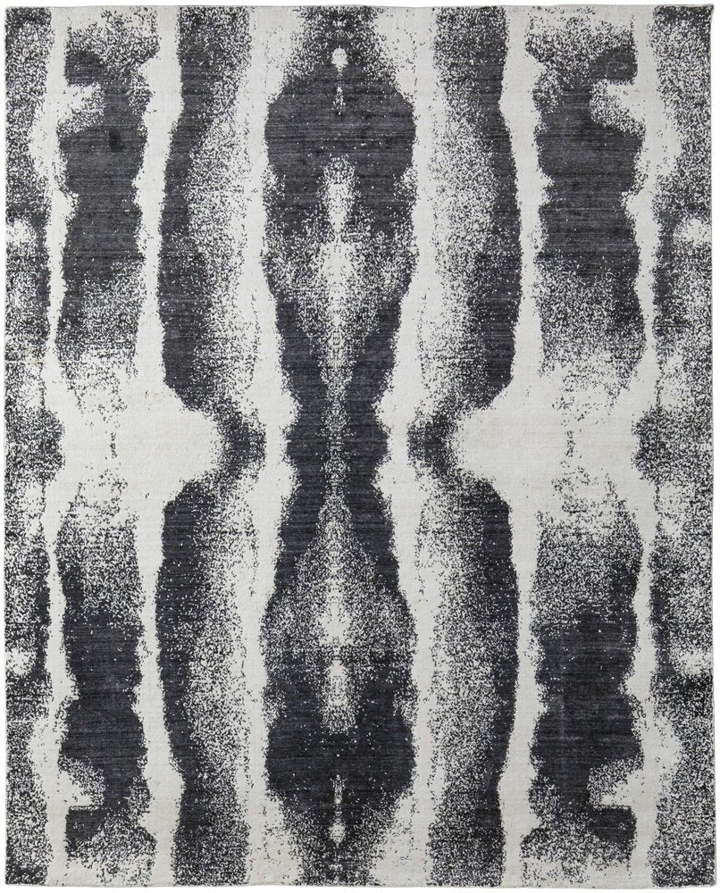 4' X 6' Black and Gray Abstract Hand Woven Area Rug